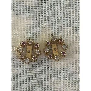14k Gold Stud Earring Jacket 1.12 Carat Natural Ruby and Diamond